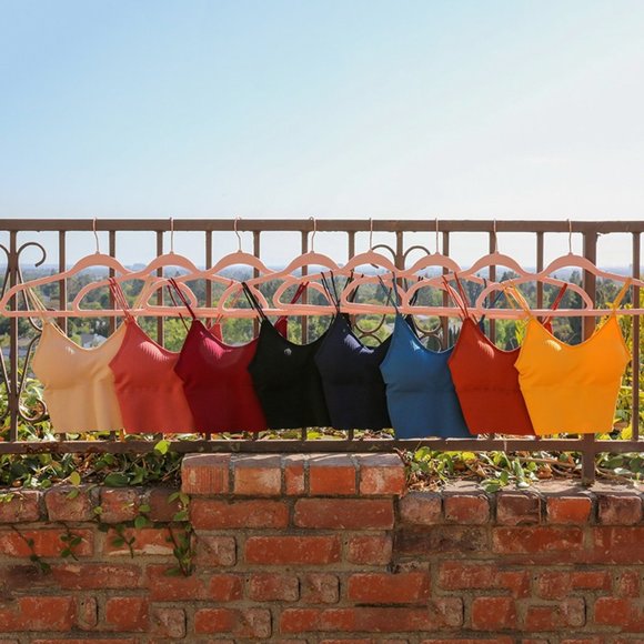 Ninexis NWT Seamless Padded Double Back Strap Crop Top in Beige - Picture 8 of 9